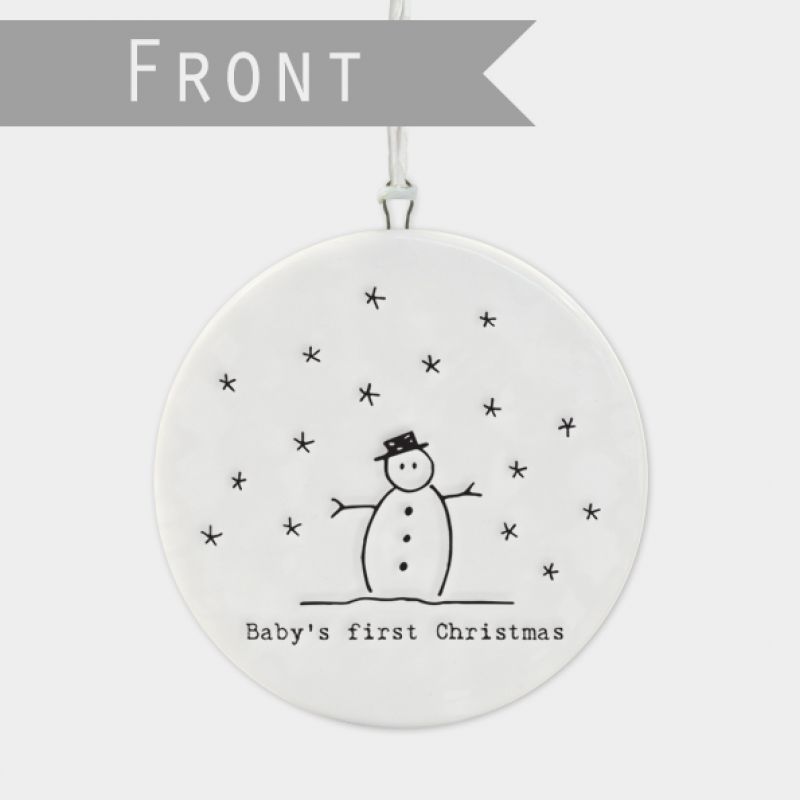 Flat porcelain bauble-Baby first Christmas