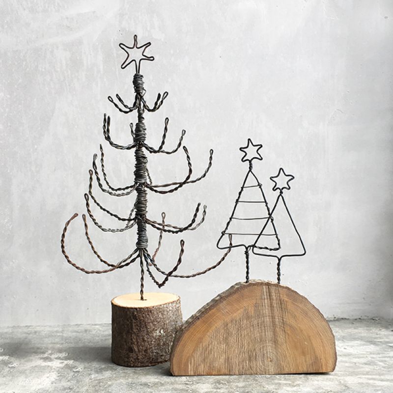 Christmas trees on wood