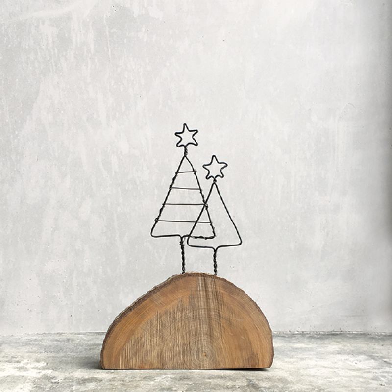 Christmas trees on wood