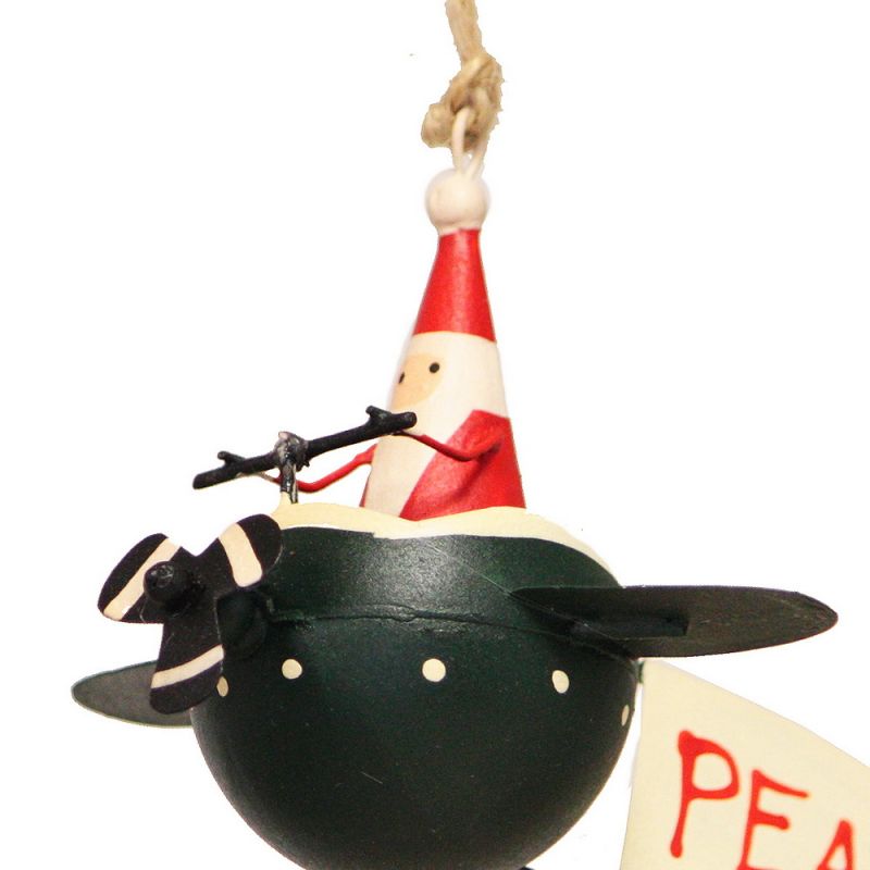 Santa in chopper with peace on earth sign 19cm