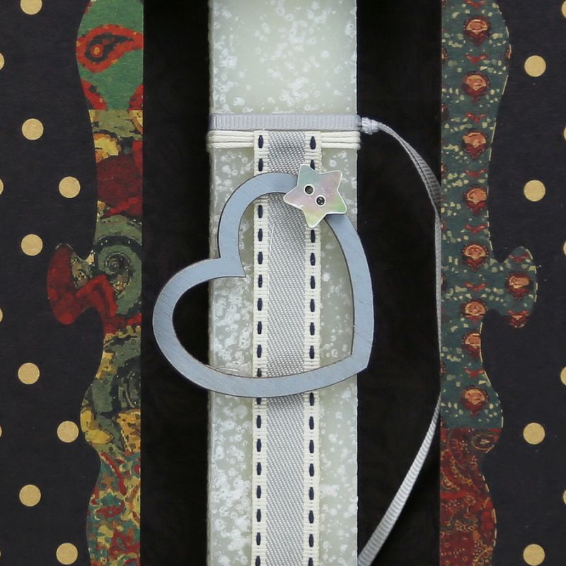 Λαμπάδα 20 Καρδιά - Κρεμ-Γκρι