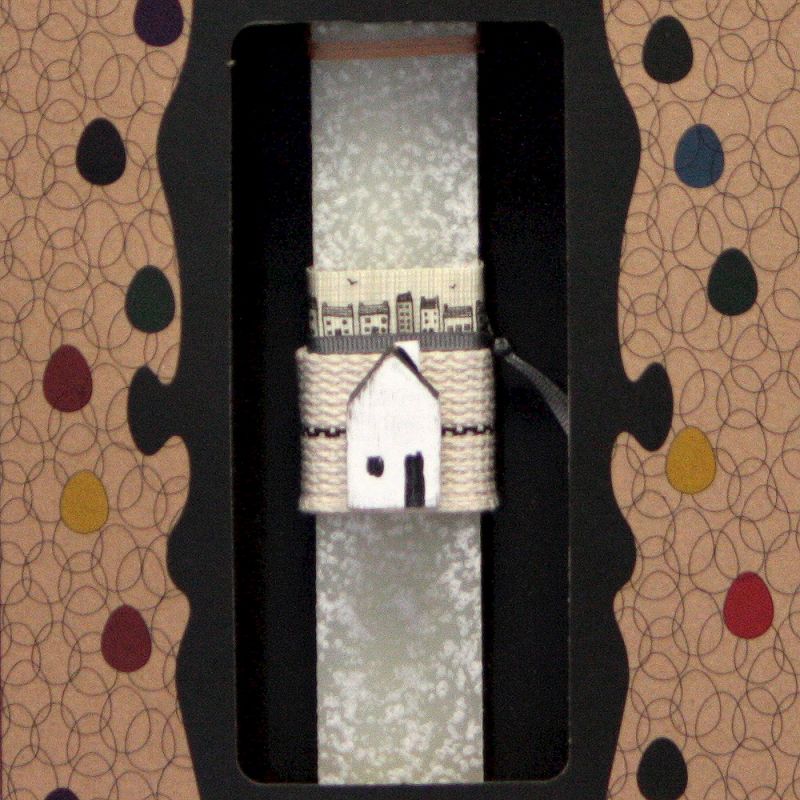 Easter Candle Little white hand painted wooden house