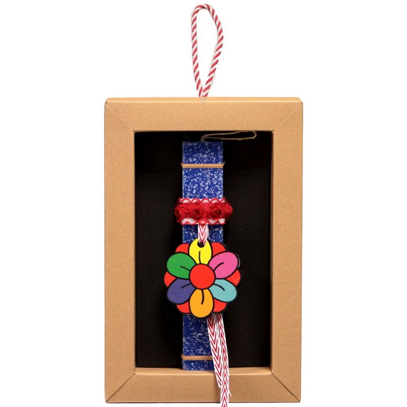 Λαμπάδα 20 Λουλούδι ξύλινο - Μπλε 