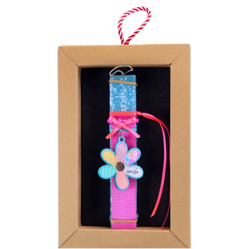 Λαμπάδα 20 εκ.Μπρελόκ λουλούδι - Βεραμάν 