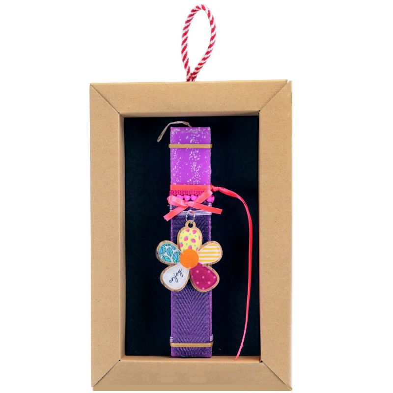 Λαμπάδα 20 εκ.Μπρελόκ λουλούδι - Φούξια 