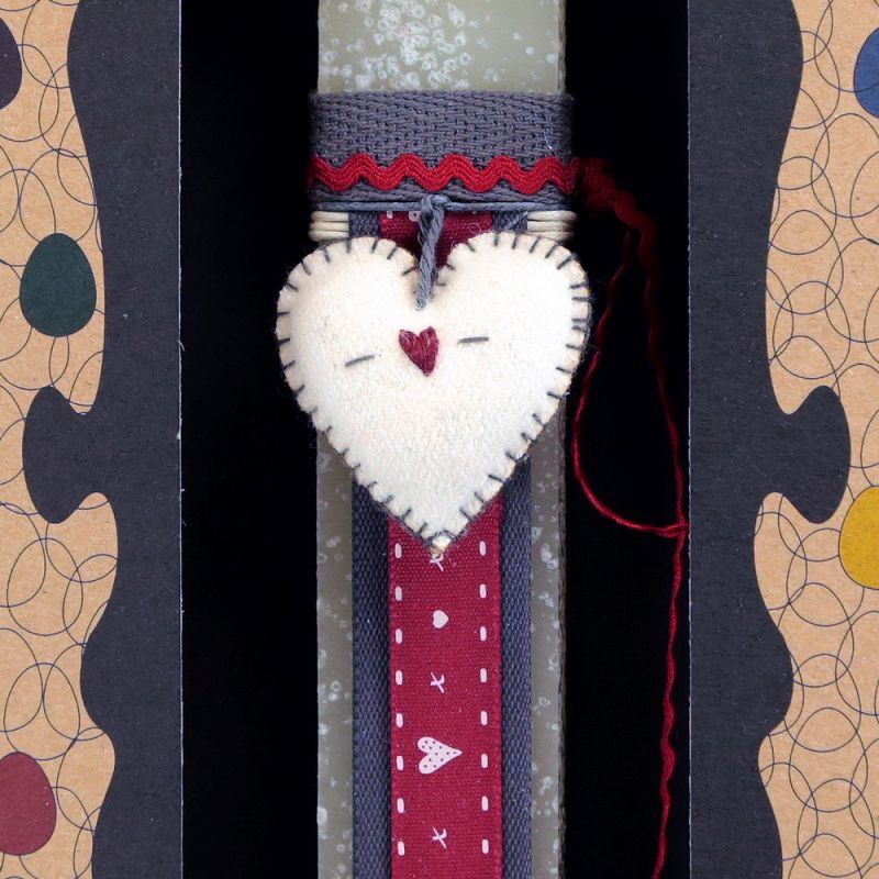 Easter Candle Sml embroidered heart