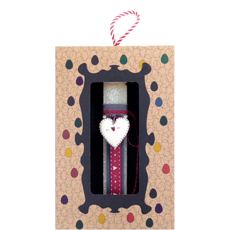 Easter Candle Sml embroidered heart