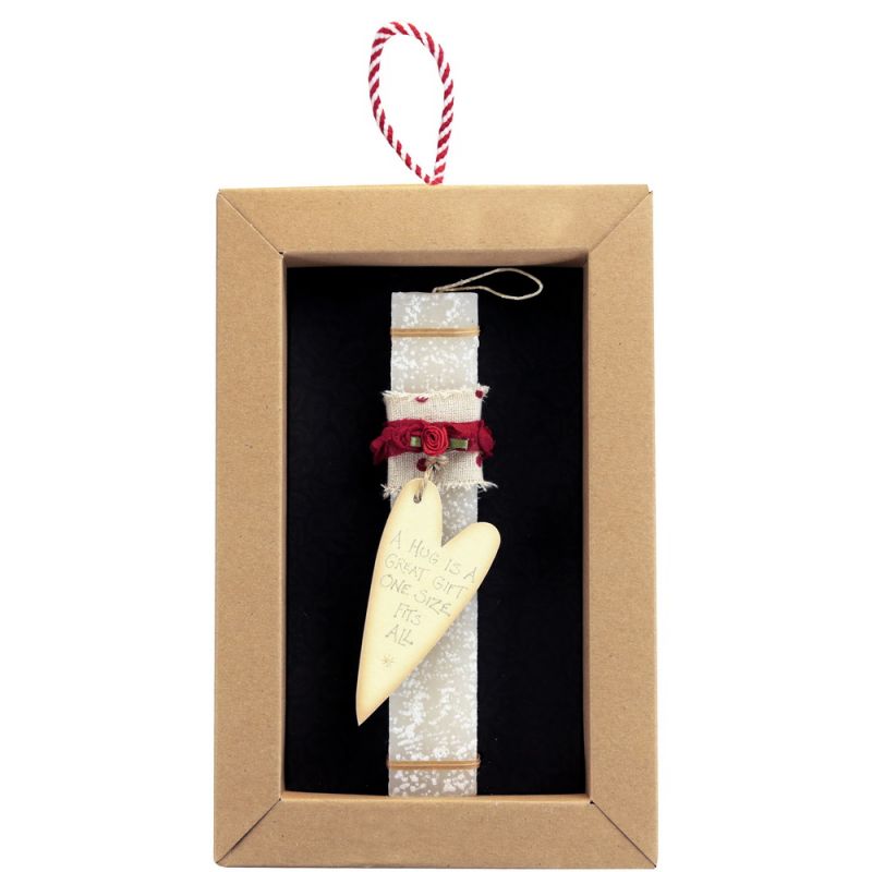 Easter Candle -Cream heart tag-Hug is a great gift