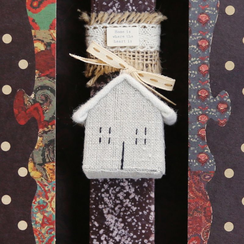 Easter Candle Linen hanging house-Cream roof