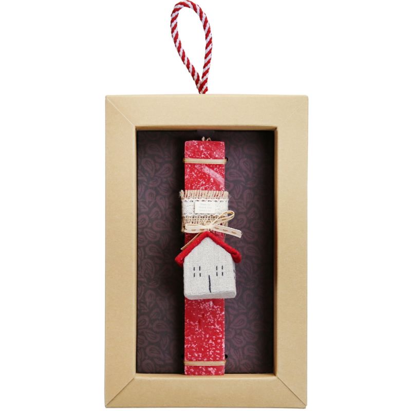 Easter Candle Linen hanging house-Red roof