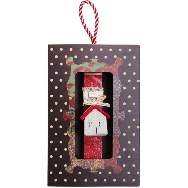 Easter Candle Linen hanging house-Red roof