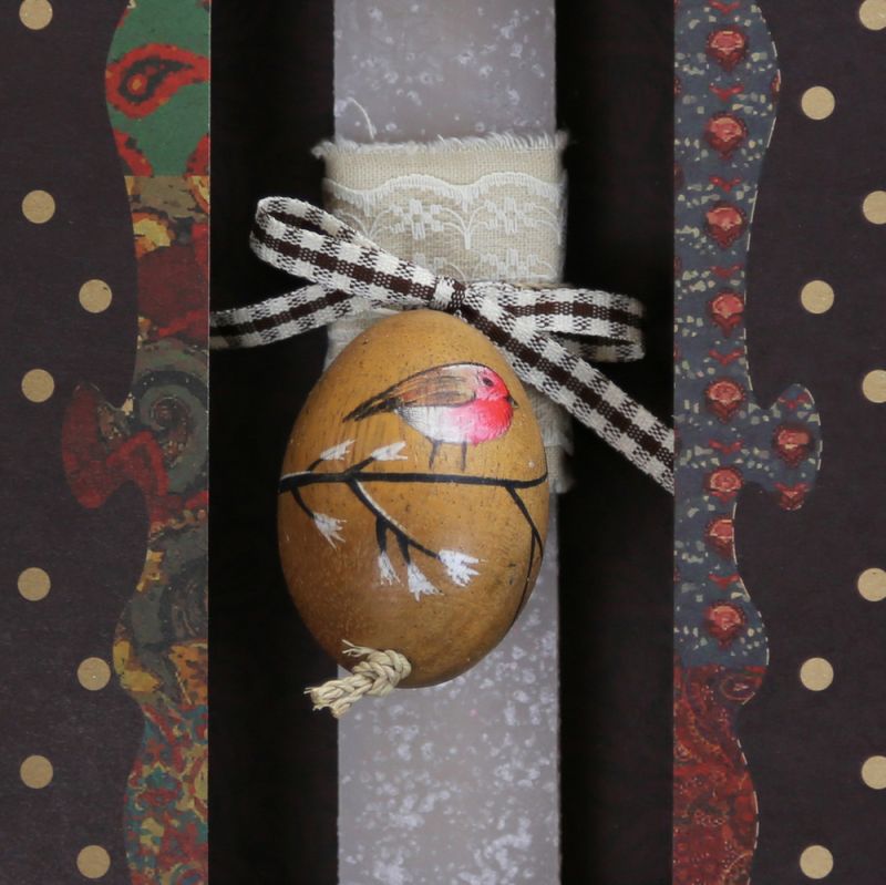 Λαμπάδα Αυγό ζωγραφισμένο πουλί - Μπεζ