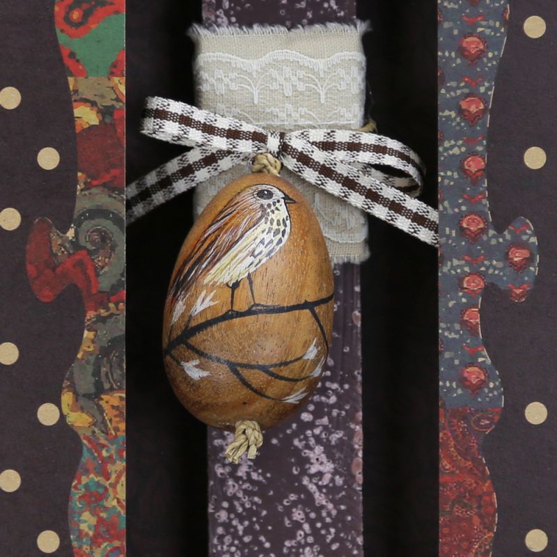 Easter Candle Bird painted on egg-Mistle thrush