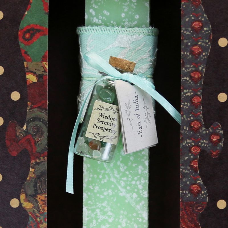 Easter candle with Crystals - Green Aventurine