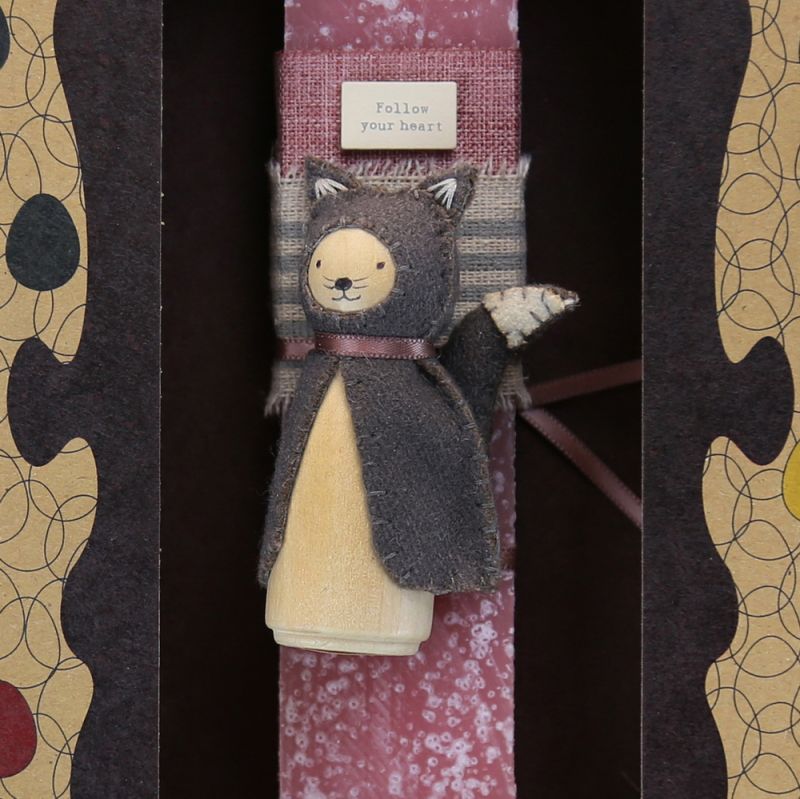 Easter candle with Woodland Animal - Cat