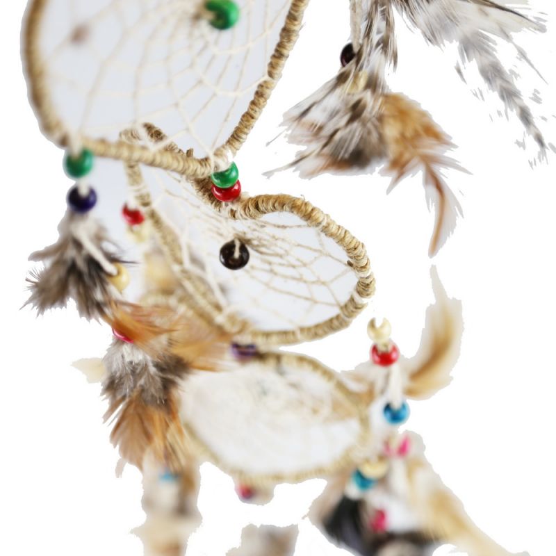 Natural Hemp 3-Heart Dreamcatcher With Beads