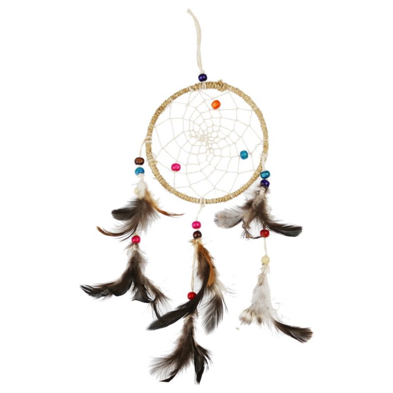 Natural Hemp Dreamcatcher With Wooden Beads