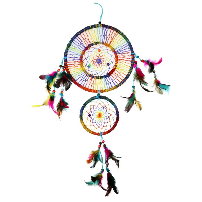 Large Rainbow Hemp Dreamcatcher