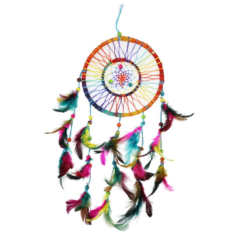 Double Ring Large Rainbow Hemp Dreamcatcher