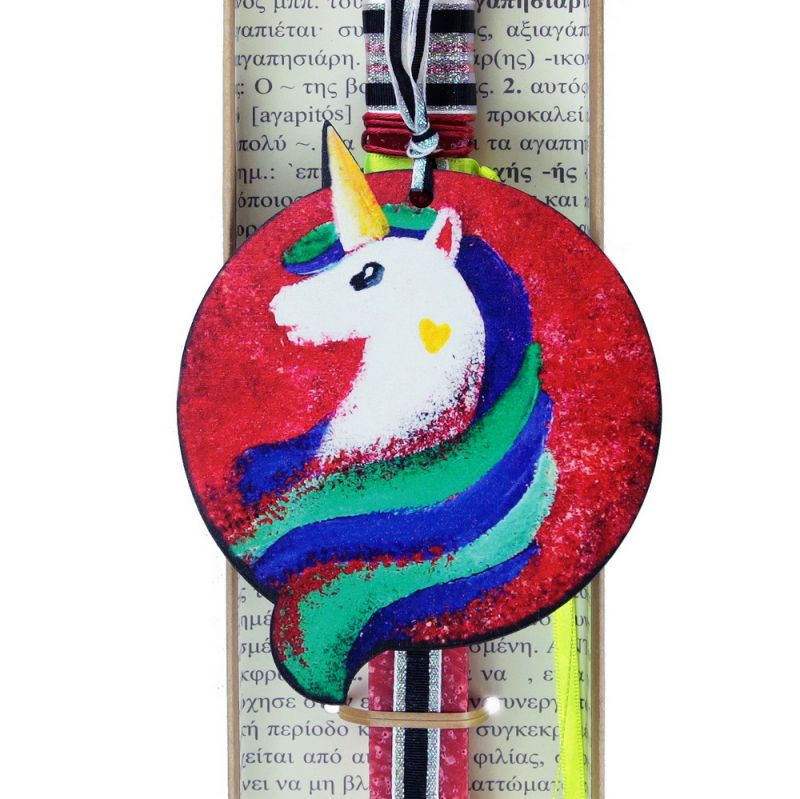 Easter Candle Handpainted unicorn 11cm