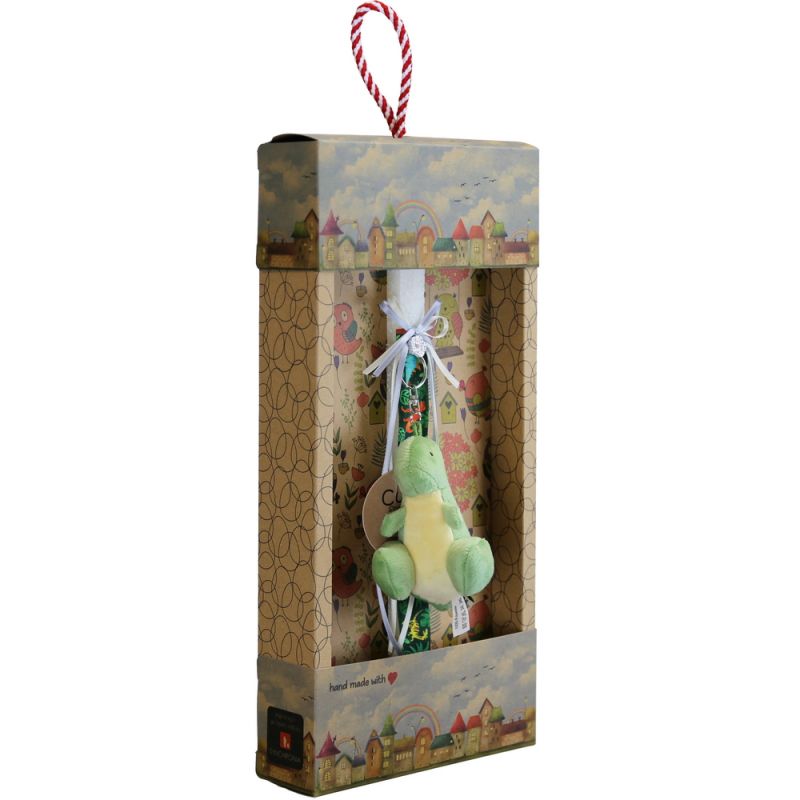 Easter Candle Green Dinosaur keychain