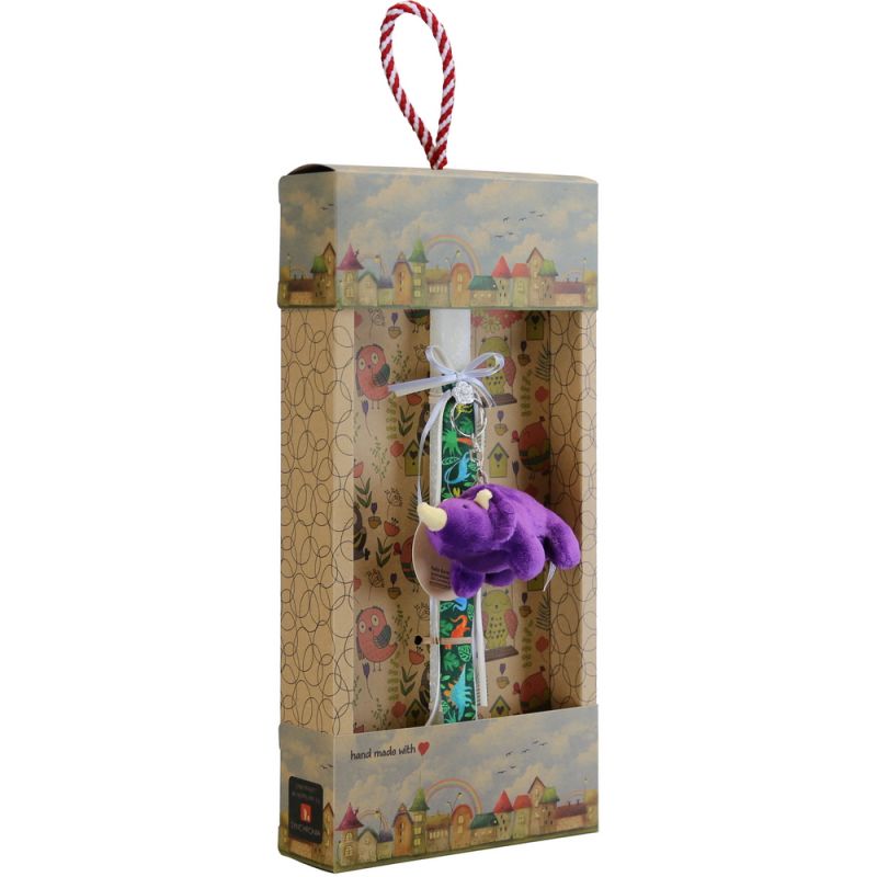 Easter Candle Purple Dinosaur keychain