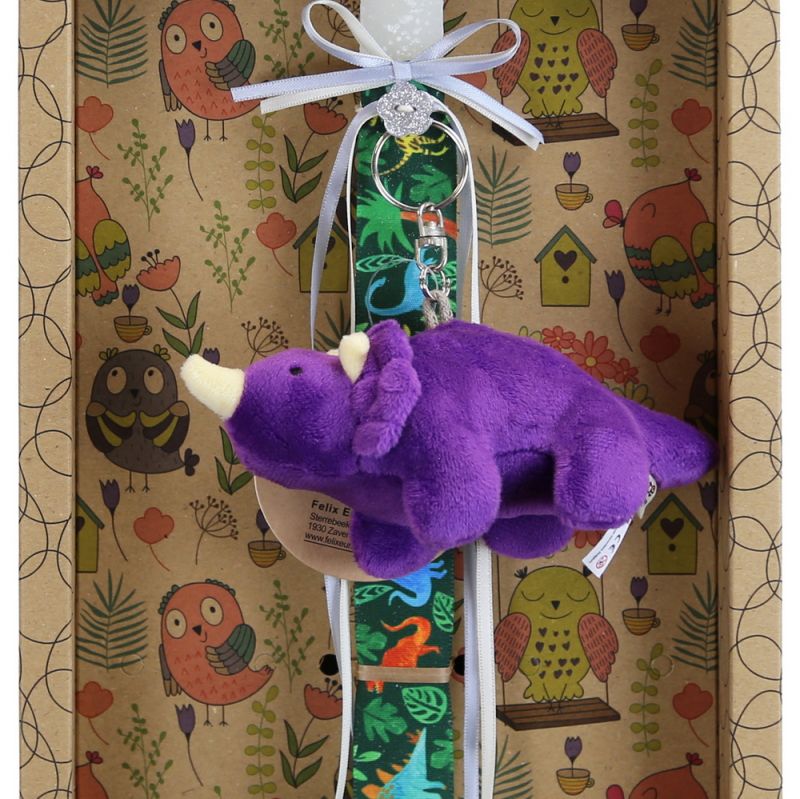 Easter Candle Purple Dinosaur keychain