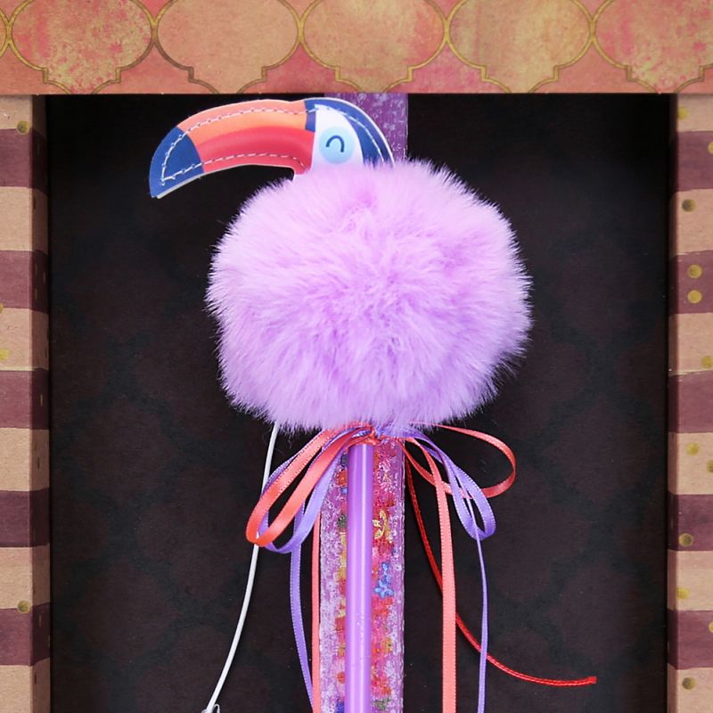 Easter candle with Pen Flamingo - Lilac
