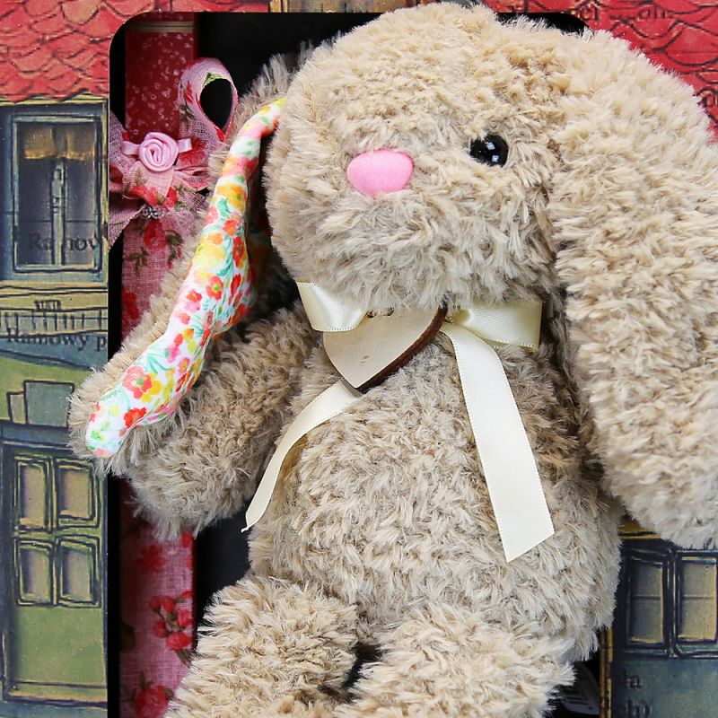 Easter candle with Fluffy Rabbit - Beige