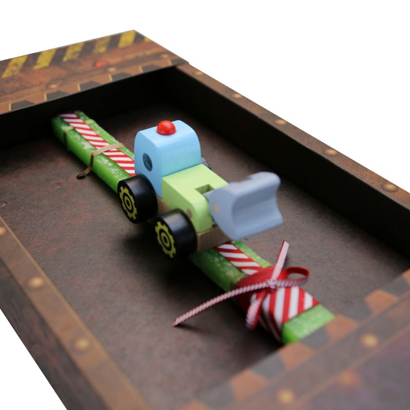Easter candle with Mini Wooden Vehicle - Bulldozer