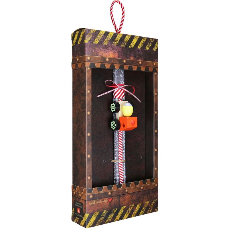 Easter candle with Mini Wooden Vehicle - Mixer