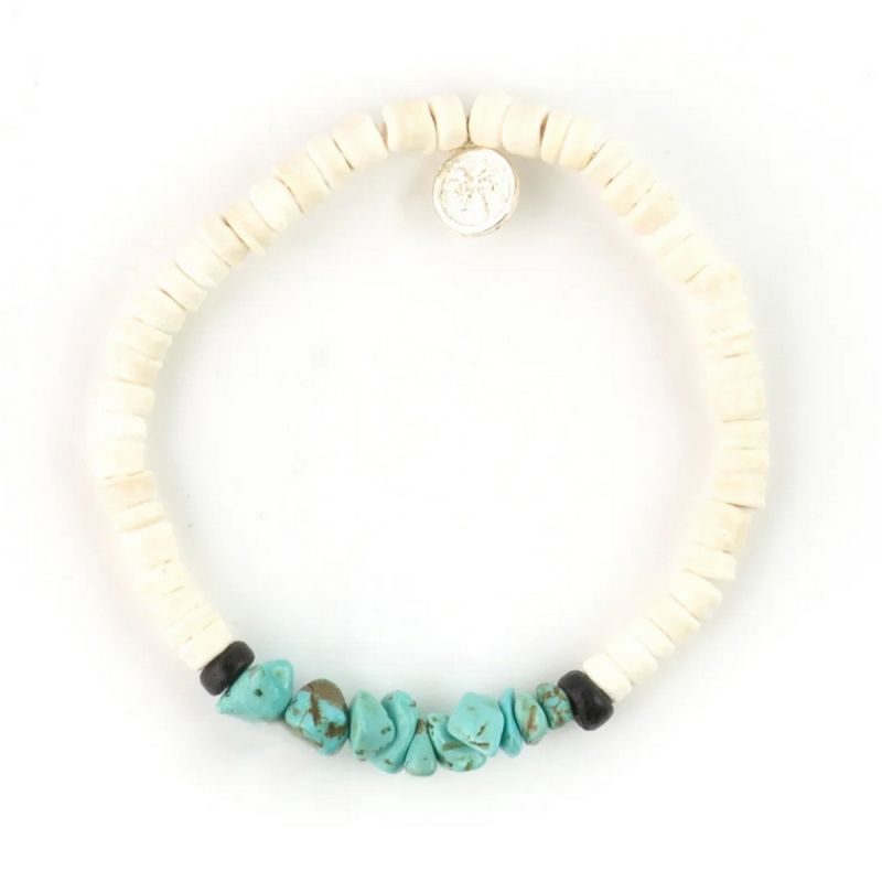 Coconut wood and natural stone bracelet