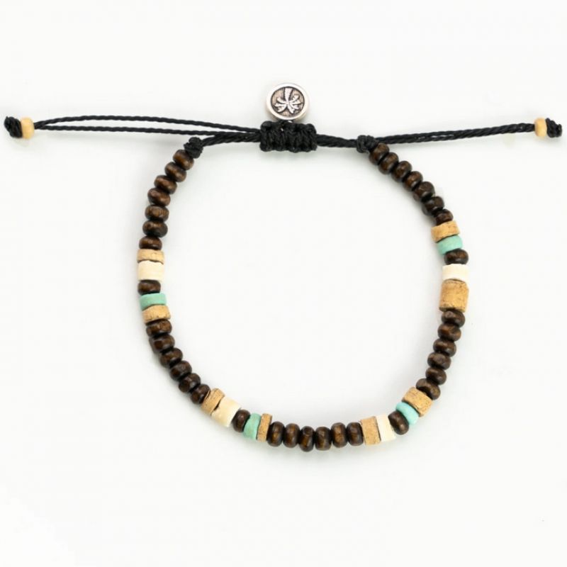 Βραχιόλι ξύλινες χάντρες - μπεζ