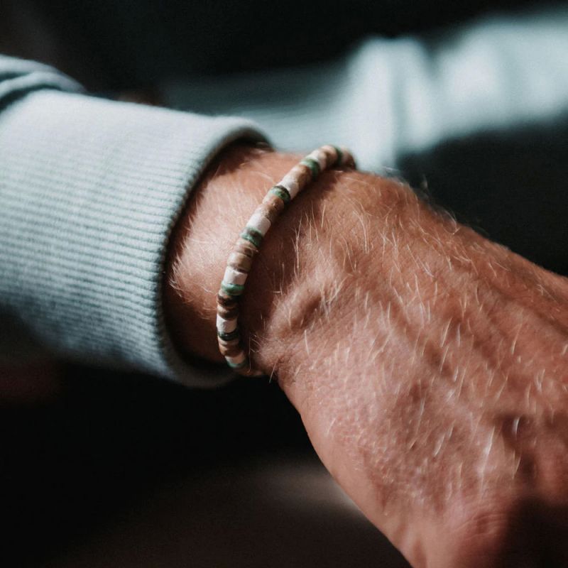 Βραχιόλι ξύλινες χάντρες - μπεζ κρεμ