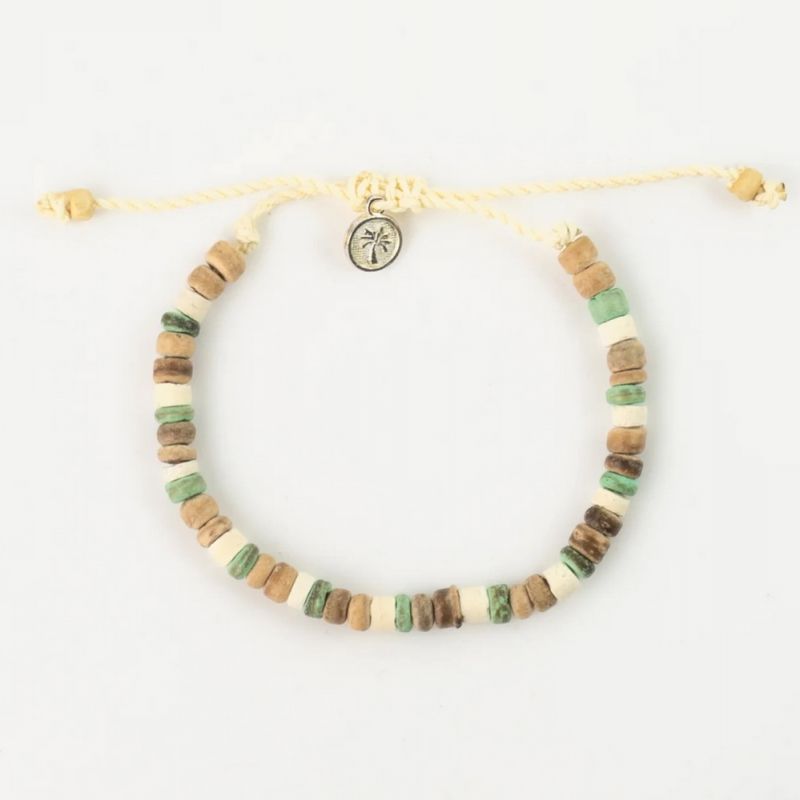 Βραχιόλι ξύλινες χάντρες - μπεζ κρεμ