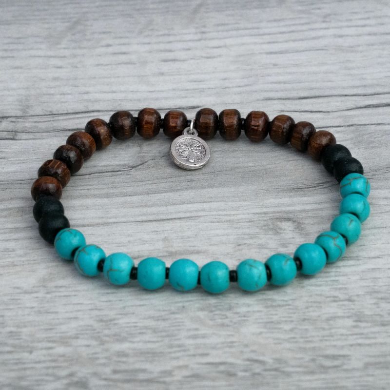 Coconut Wood & Bead Bracelet