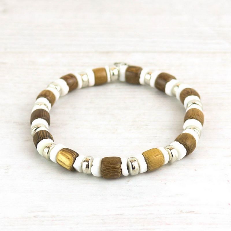 Coconut Wood & Bead Bracelet