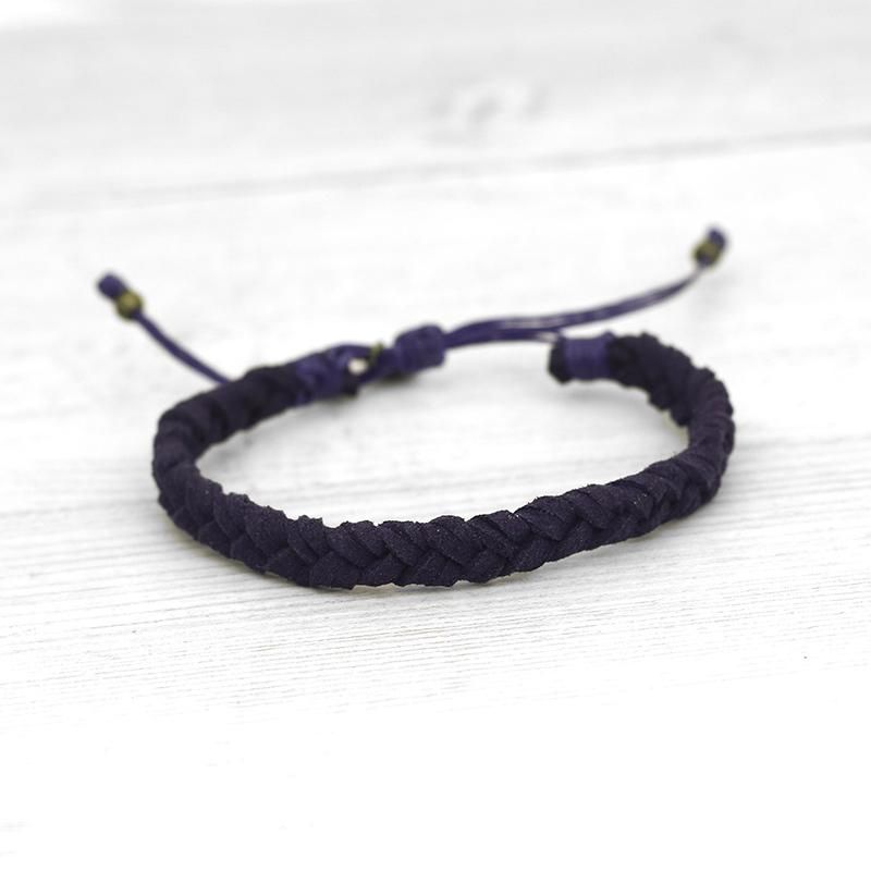 Βραχιόλι δέρμα πλεχτό-Navy