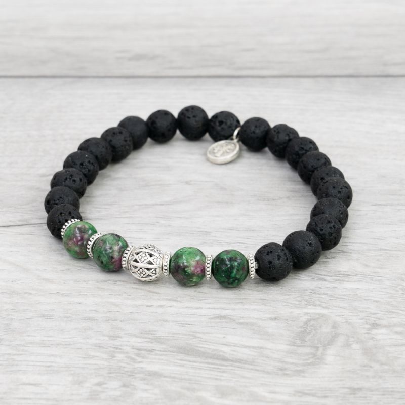 Μπρασελέ χάντρες ξύλινες & λάβας