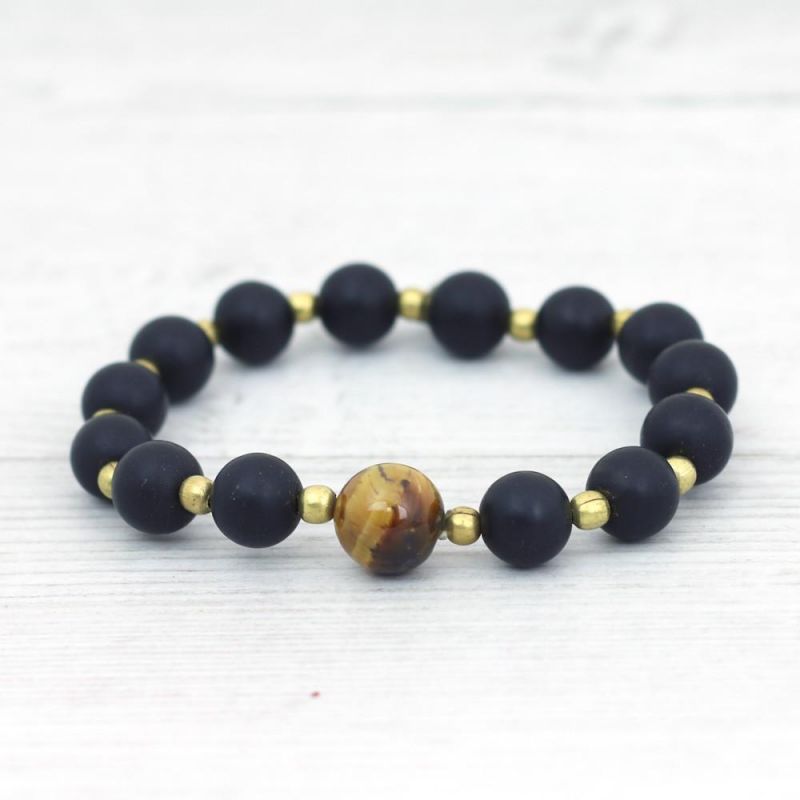 Μπρασελέ χάντρα tiger's eye