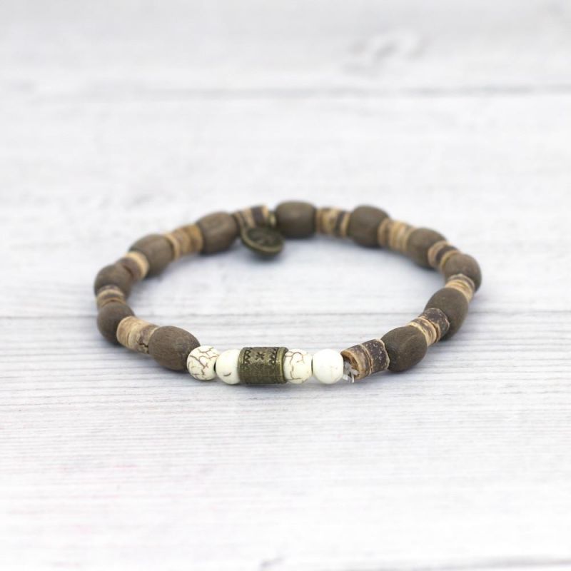 Μπρασελέ χάντρες ξύλινες & λάβας