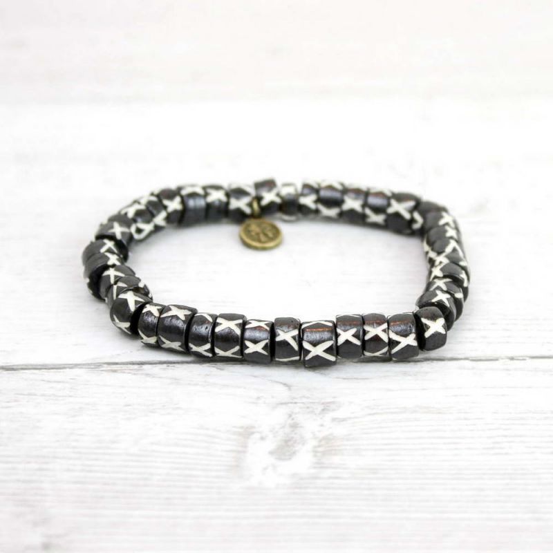 Βραχιόλι ξύλινες χάντρες Χ