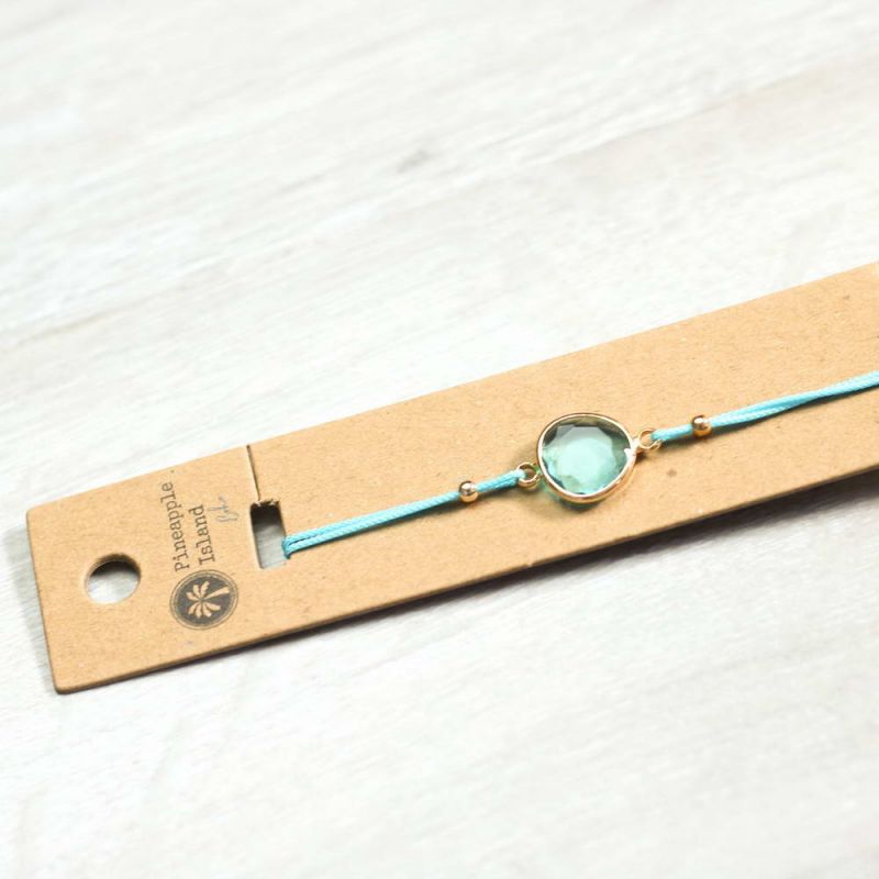 Βραχιόλι με γυάλινη σταγόνα - σιέλ