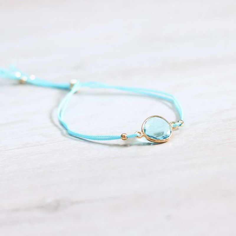 Βραχιόλι με γυάλινη σταγόνα - σιέλ