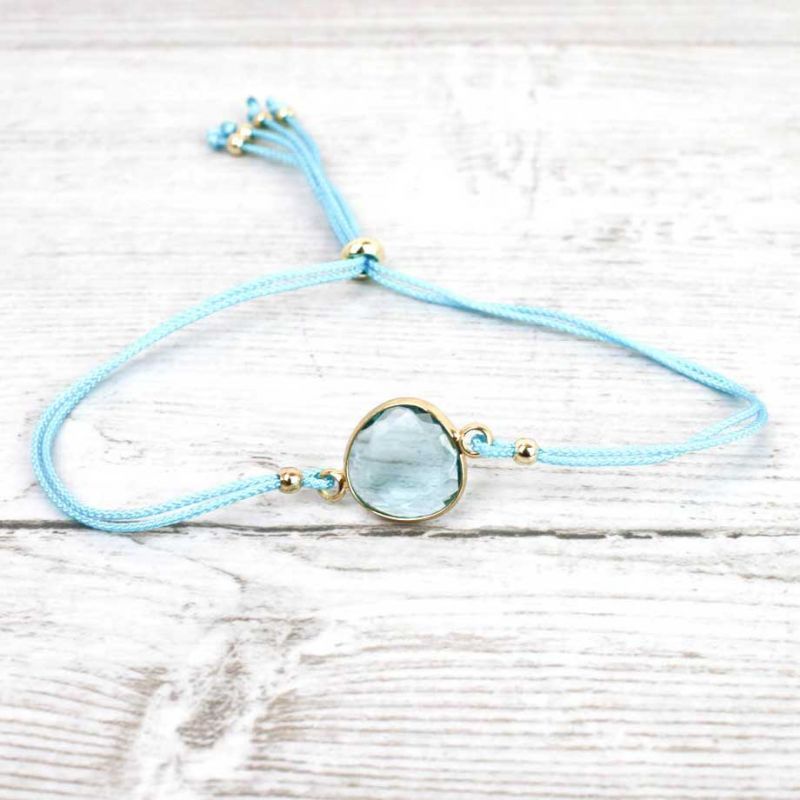 Βραχιόλι με γυάλινη σταγόνα - σιέλ