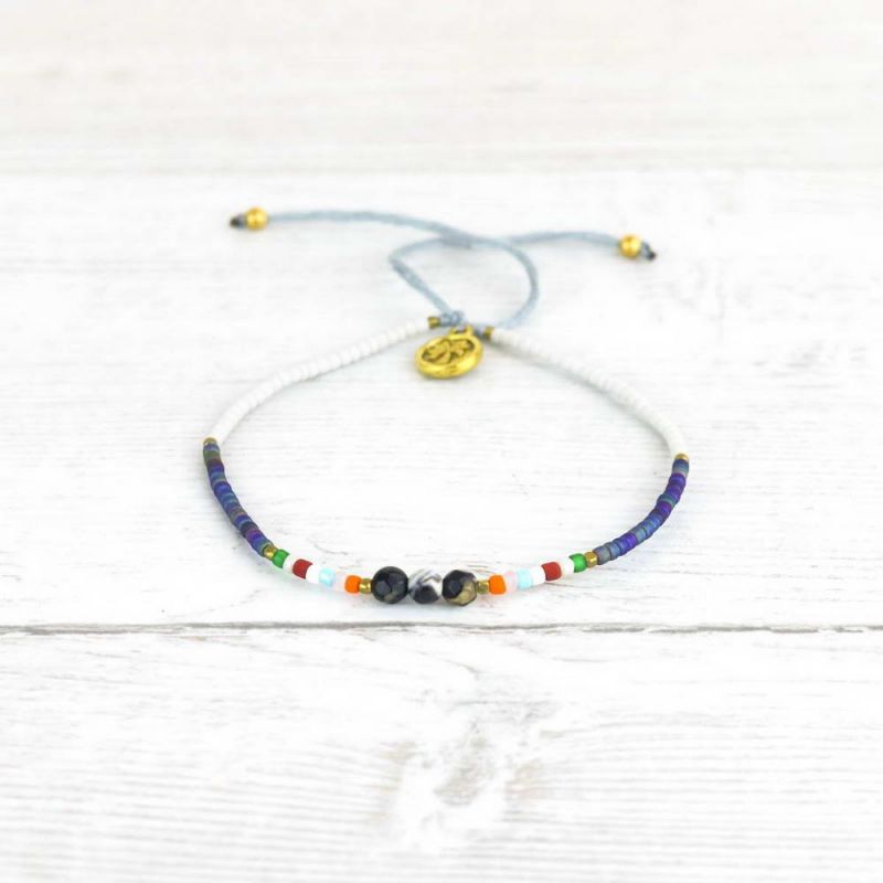 Suede cord bracelets with stone beads