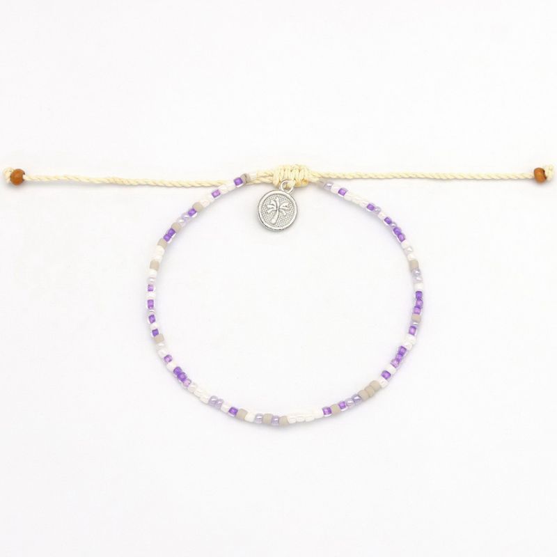 Βραχιόλι Mini Χάντρες Μωβ Λευκό