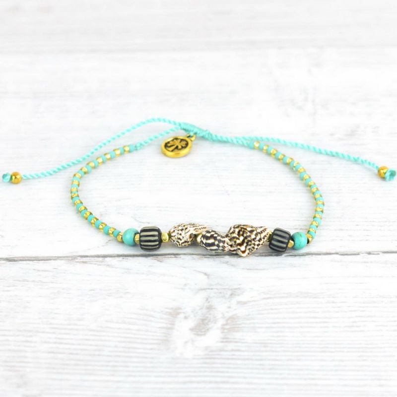 Βραχιόλι με κοχύλια - τιρκουάζ