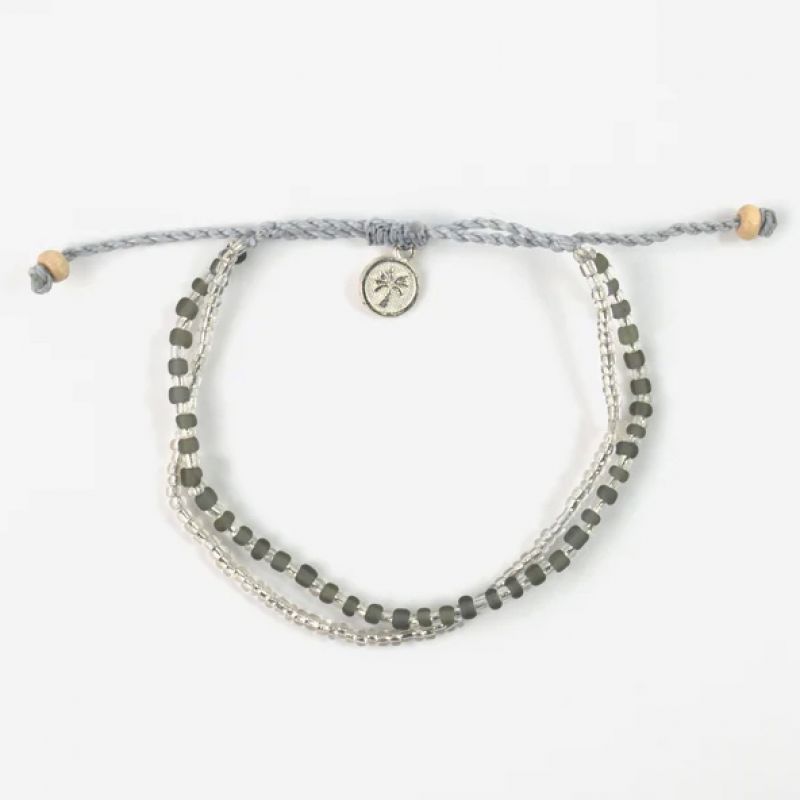 Βραχιόλι με χάντρες & αλυσίδες - Γκρι