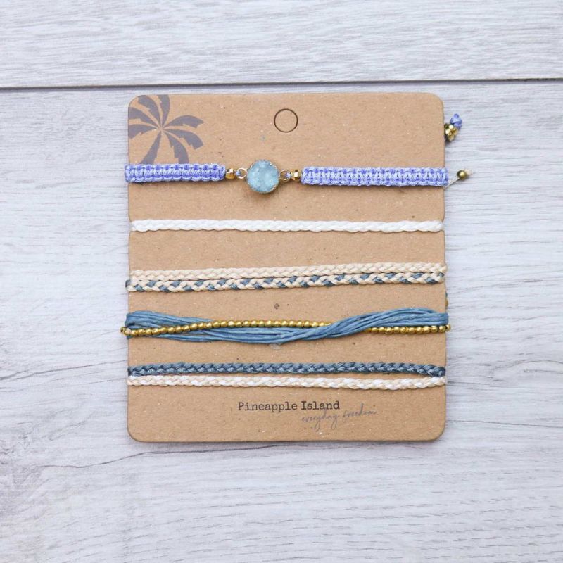 Σετ 5 βραχιολιών - μωβ μπλε